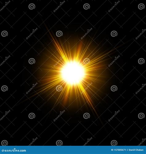 Vector Sunlight Special Lens Flare Light Effect. Sun Isolated on Black ...