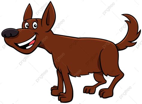 Cartoon Illustration Of Happy Brown Dog Comic Animal Character Cartoon