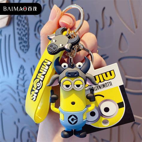 3dpvc Cartoon Anime Keychain Cute Minions 12 Zodiac Bags Pendant Couple