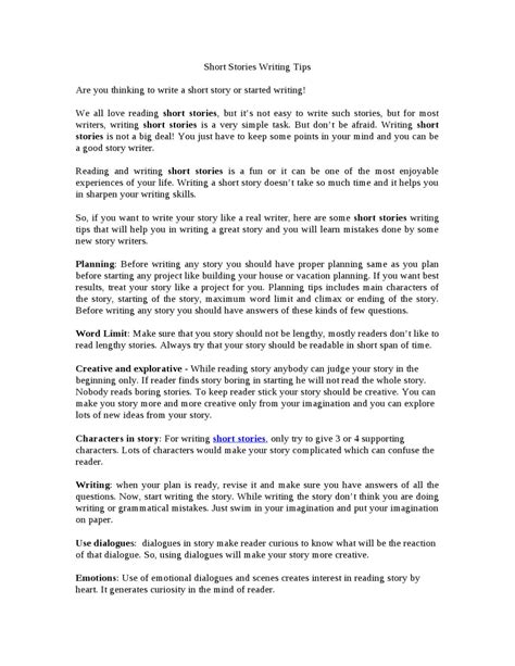 Short Stories Writing Tips by shortstorylovers.com by Mark Robert - Issuu