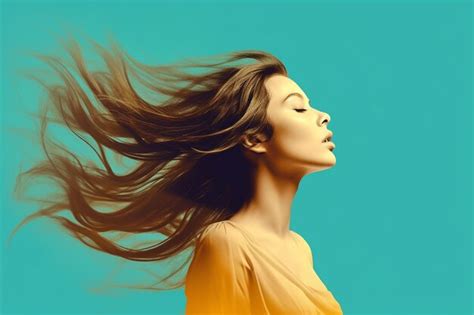 Mujer Generativa Ai Con Cabello Largo Ondeando Al Viento Foto Premium