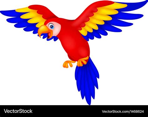 Cute Parrot Bird Cartoon Royalty Free Vector Image