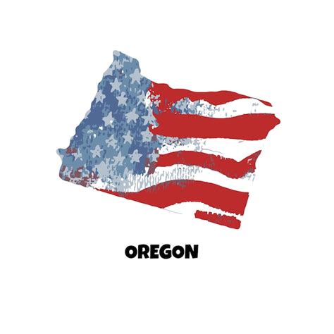 USA State Oregon Amerikanische Flagge Aquarell Hintergrund Premium Vektor