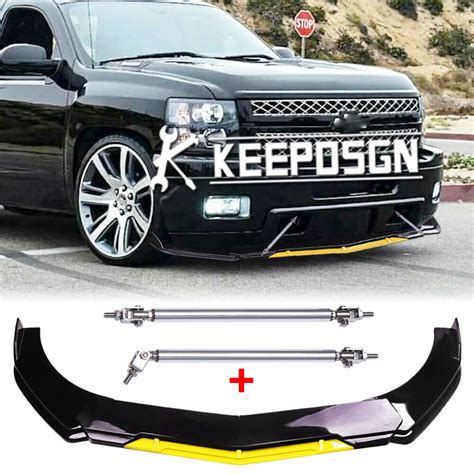 For Chevy Silverado 1500 Ss Yellow Front Bumper Lip Splitter Spoiler Strut Rods Ebay