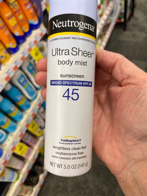 Neutrogena Ultra Sheer Body Mist Sunscreen Spray Spf 45 5oz Inci Beauty