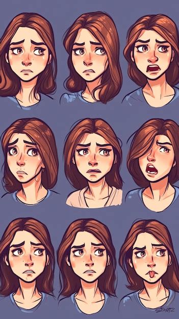 Premium Ai Image Set Of Displeased Female Facial Expressions