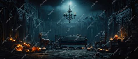 Premium AI Image | Halloween spooky background scary pumpkins in creepy ...