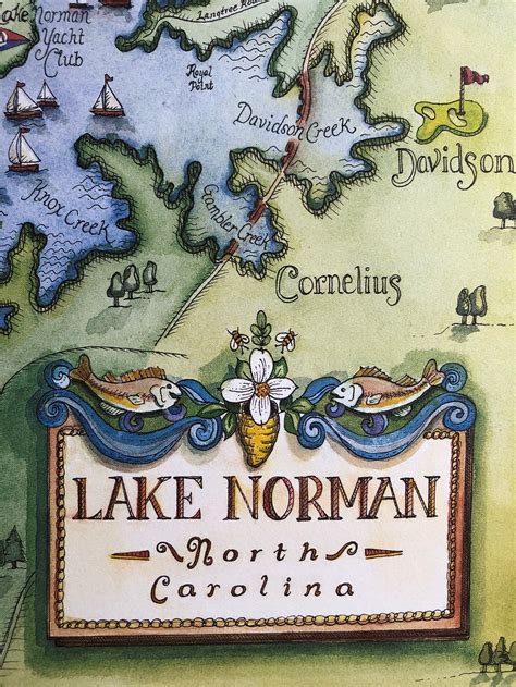 Lake Norman North Carolina Decor Map Etsy