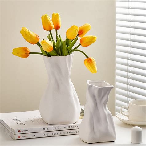 Vase En Argent Avec Sac Pliss Vases Hydroponiques En C Ramique D Cor De