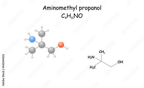 Stylized Molecule Model Structural Formula Of Aminomethyl Propanol