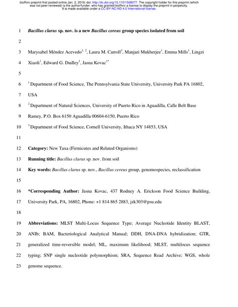 Pdf Bacillus Clarus Sp Nov Is A New Bacillus Cereus Group Species