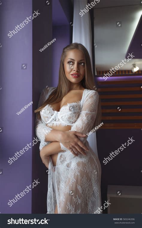 Sexy Woman White Lingerie On Background Stock Photo 583246306 Shutterstock