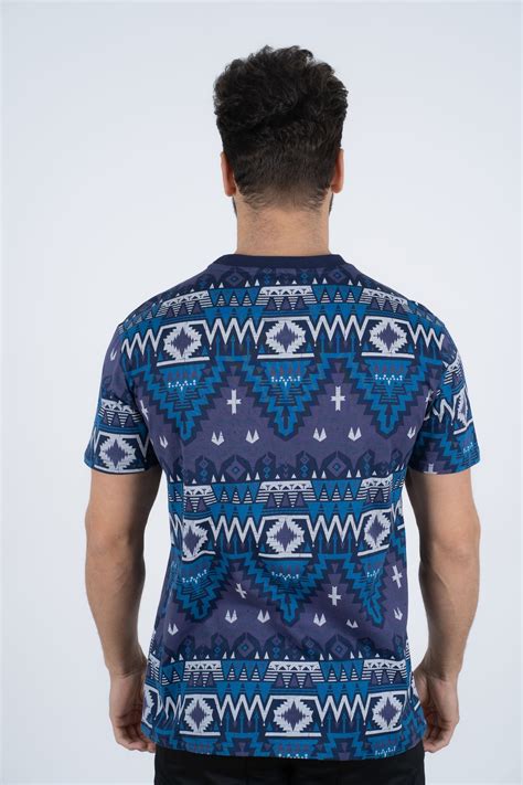 Men S Cotton Navy Aztec Print T Shirt Platini Fashion