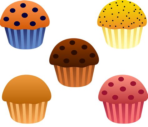 Set Of Five Assorted Muffins Free Clip Art