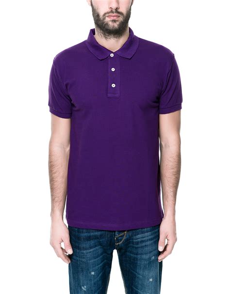 Zara Piqué Polo Shirt In Purple For Men Lyst