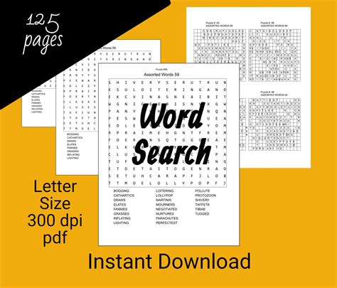 Word Search Activities Words Brain Games Puzzles - Etsy