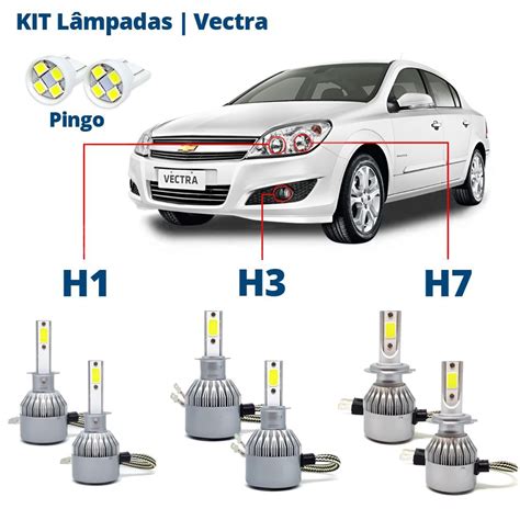 Kit Lâmpadas Vectra 2009 2010 2011 Super Led C6 6000k 7200 Lumens