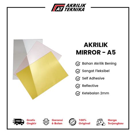 Jual Lembaran Akrilik Mirror Acrylic Sheet Silver Rose Gold Ukuran A