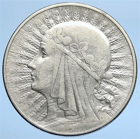 Poland Queen Jadwiga Eagle Polish Antique Silver Zlotych Coin