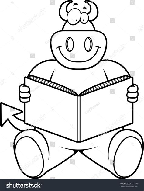 cartoon illustration devil reading book stock vector royalty