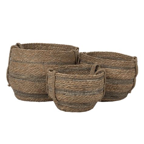 Clayre Eef Opbergmand Set van 3 Ø 38x32 cm Bruin Zeegras Rond