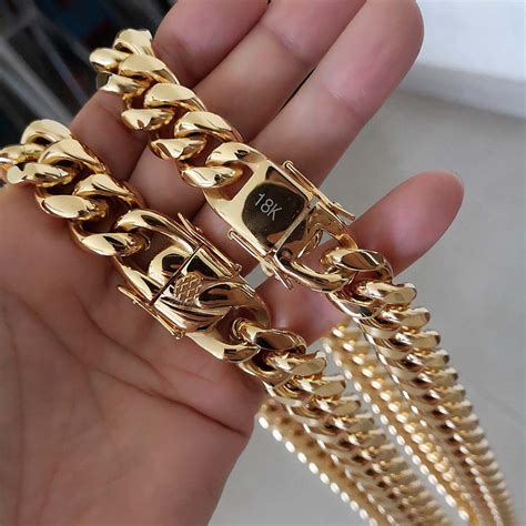 2021 16mm 18mm Men Hip Hop Cuban Link Necklaces Bracelets 316l Stainless Steel Choker Jewelry