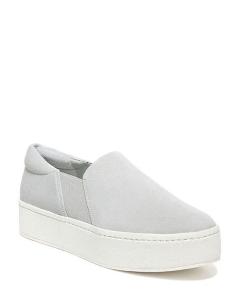 Vince Leather Warren Slip On Platform Sneakers In White Lyst