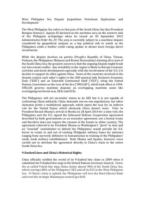 West philippine sea dispute jeopardizes petroleum exploration and dev…