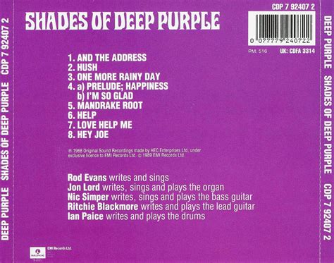 Musicotherapia Deep Purple Shades Of Deep Purple 1968