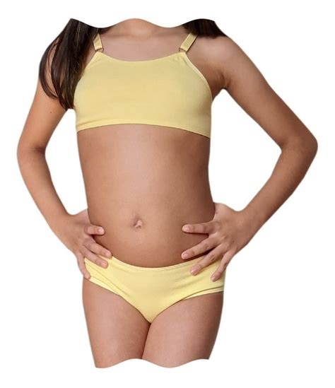 Kit 3 Conjuntos Lingerie Infantil Calcinha E Top Lisos OPTEMODAINTIMA