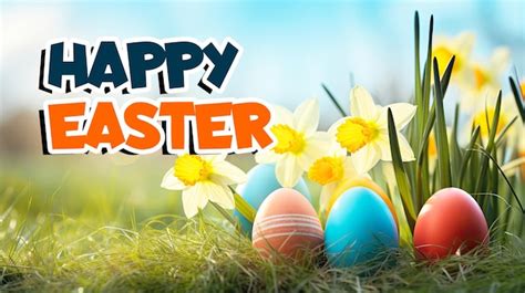 Frohe Ostern Banner Vorlage Mit Ostereiern Und Narzissenblume Premium