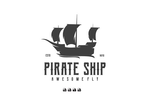 Pirate Ship Silhouette Logo Logo Templates Creative Market