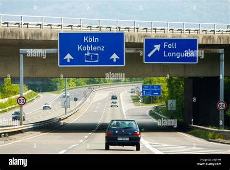 Cars Driving On A German Autobahn Motorway Road In Germany Europe