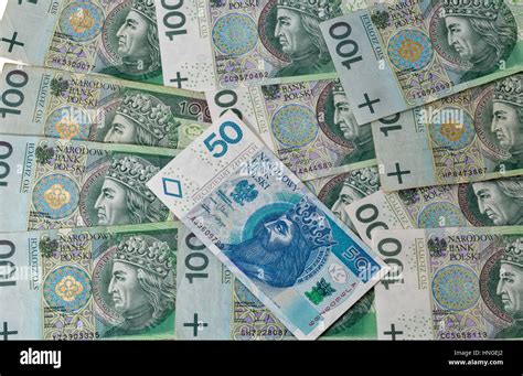 Polish zloty banknotes background closeup Stock Photo - Alamy