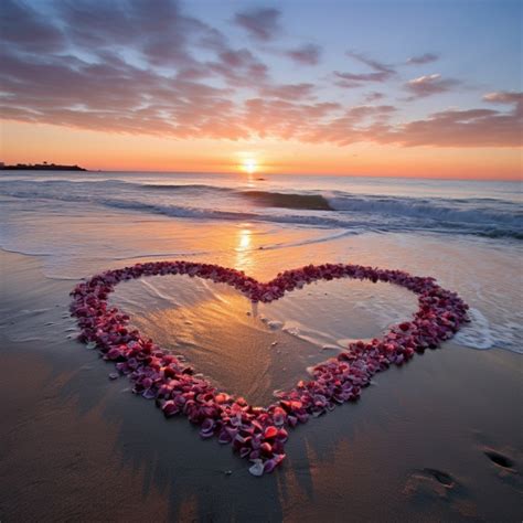 Valentine Heart In Sand By Ocean Free Stock Photo Public Domain Pictures