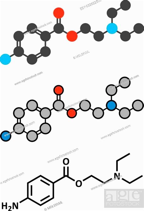 Procaine Topical Anesthetic Drug Molecule Stylized 2d Rendering And