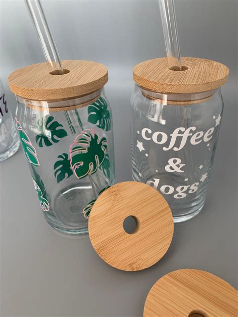 Bamboo Lid And Glass Straw Only For 16oz Beer Glass Soda Can Etsy