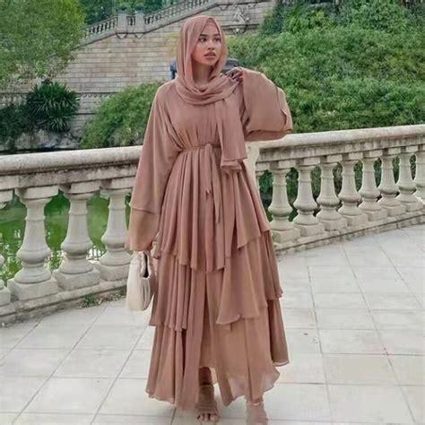 Abaya Robe Hijab En Mousseline De Soie Pour Femmes Kimono Couleur