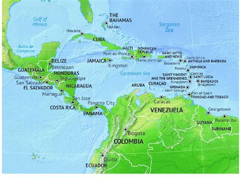 1 Central America and the Caribbean. Source Free vector map of Middle ...