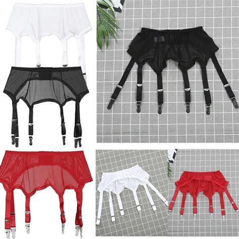 Sexy Garter Belt Women High Waist Mesh Suspender Belt Elastic Temptation 6 Straps 6 Claws Sexy