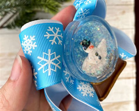 Schnee Kugel Haar Schleife Harz Shaker Haar Schleife Glitter Etsy