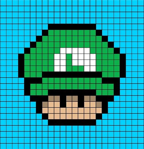 Luigi hat mushroom pixel art – Artofit