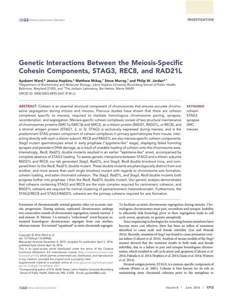 (PDF) Genetic interactions between the meiosis-specific cohesin ...