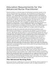 Education Requirements for the Advanced Nurse Practitioner.docx - Education Requirements for the ...