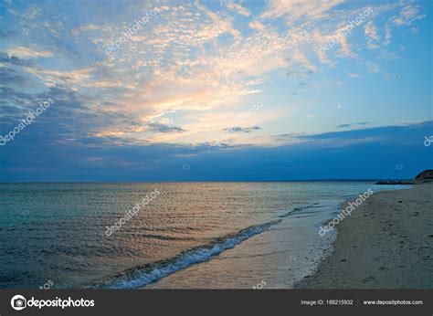 Coast Sea Sunset Shore Caspian Sea Caspian Sea Largest Enclosed — Stock Photo © Yerbolat #188215932