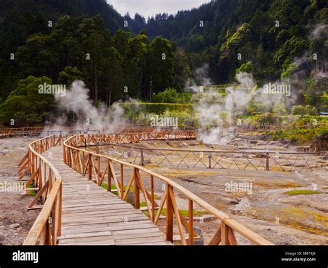 Fumarolas Da Lagoa Das Furnas Hot Springs Sao Miguel Island Azores