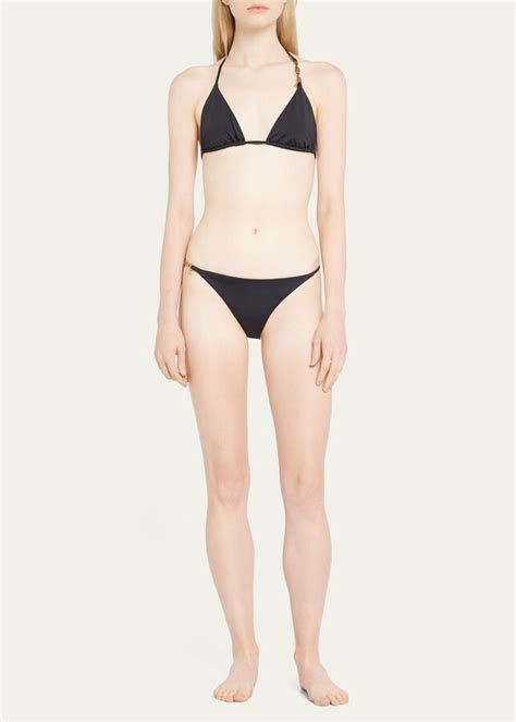 Versace Medusa Triangle Bikini Top Shopstyle Two Piece Swimsuits