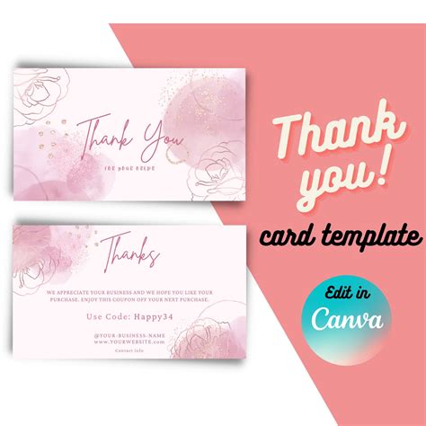 Thank You Card Template for Business Shiping Thank You Card - Etsy