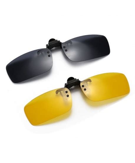 Polarized Clip On Flip Up Metal Clip Rimless Sunglasses For Prescription Glasses Black Yellow