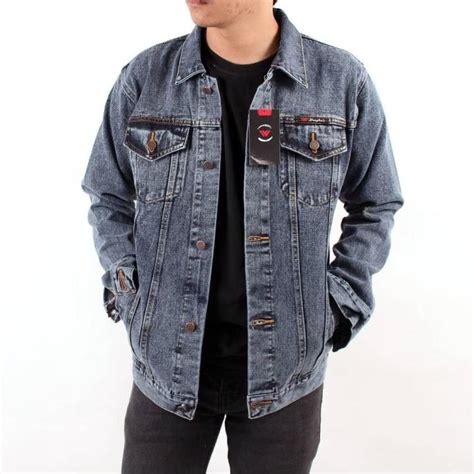 Bayar Ditempat Cod Rs Jaket Jeans Denim Sandwash Blue Washing Pria